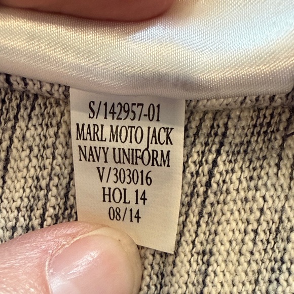 Gap Navy Marled Moto Jacket in Navy Uniform Size Large - Picture 12 of 12